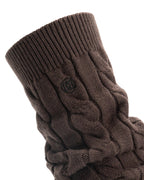 Deblon Legwarmers van Deblon Sports in dusk brown, detail van het DD-borduursel