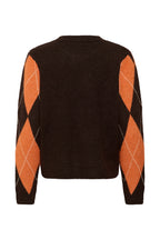 Culture CUargyle pullover in brown argyle, achterkant