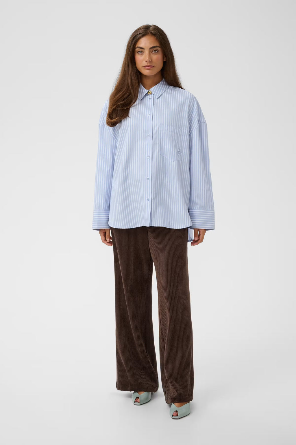 Culture CUmanga overhemd in blauw met wit gestreept
