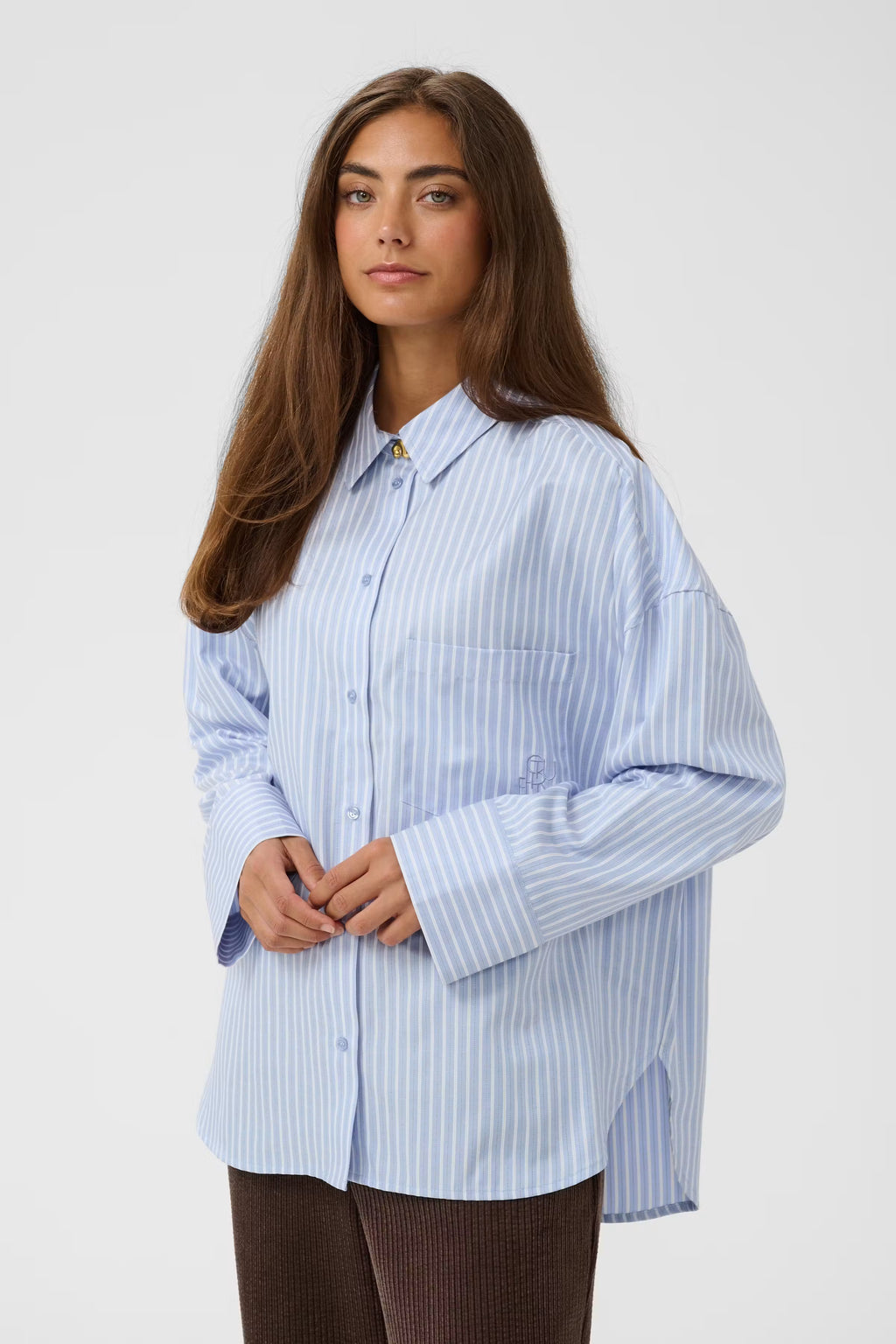 Culture CUmanga overhemd in blauw met wit gestreept