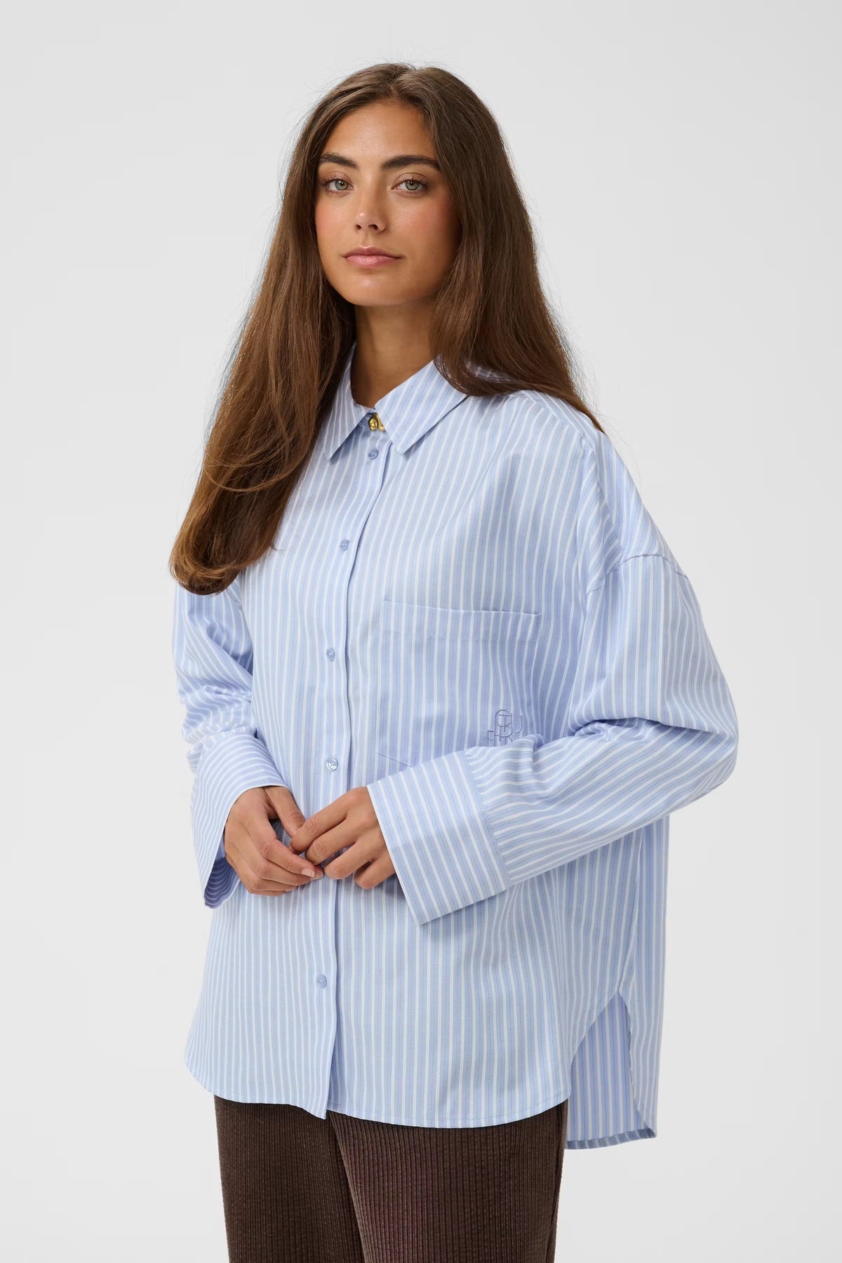 Culture CUmanga overhemd in blauw met wit gestreept