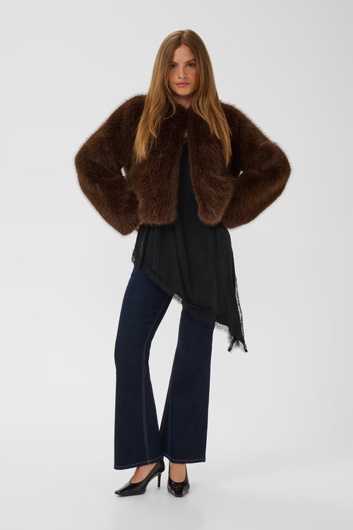 Culture CUcanan faux fur jas in coffee bean