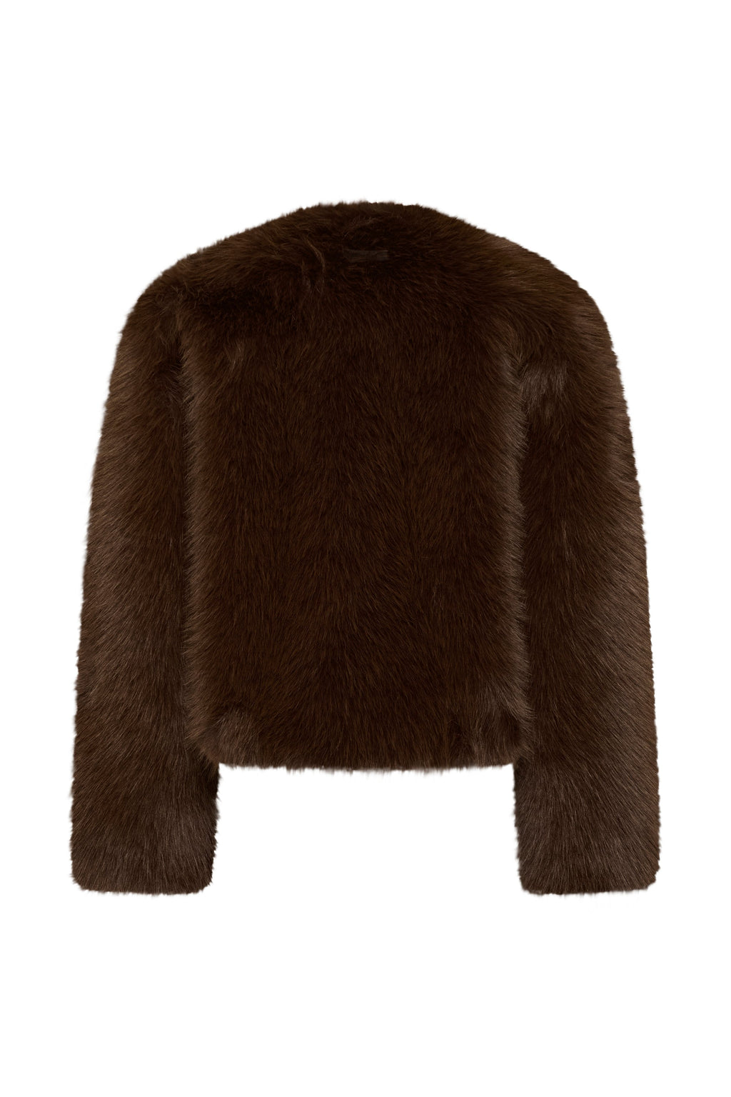 Culture CUcanan faux fur jas in coffee bean, detail