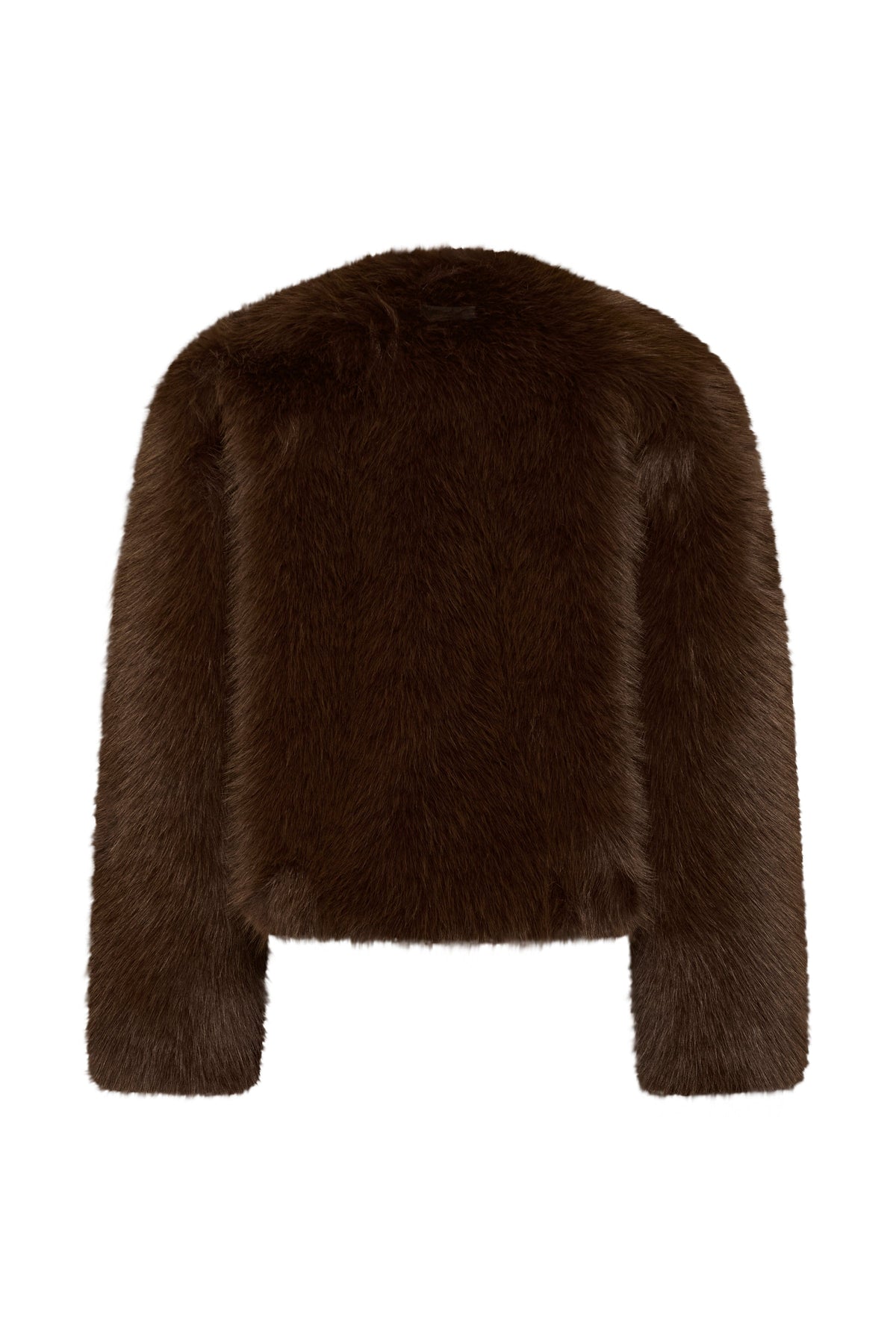 Culture CUcanan faux fur jas in coffee bean, detail