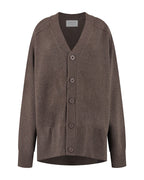 Florence Boyfriend Cardigan van Deblon Sports in cacao melange, vooraanzicht zonder model