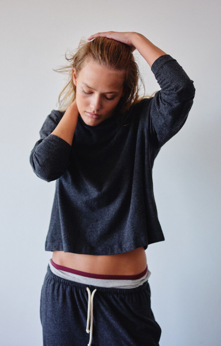 American Vintage Ypawood longsleeve in koolstof gevlekt