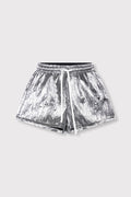 Silver Crinkle Shorts