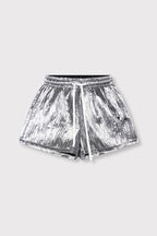 Silver Crinkle Shorts