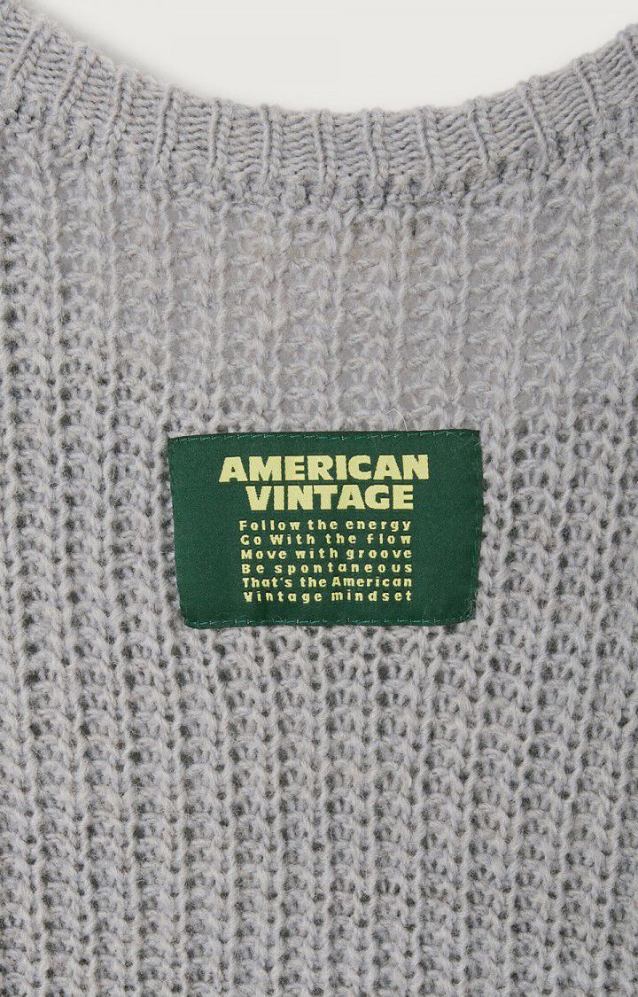 American Vintage Cyrow trui in zeeleeuw gevlekt, detail van het ribbreisel