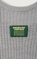 American Vintage Cyrow trui in zeeleeuw gevlekt, detail van het ribbreisel