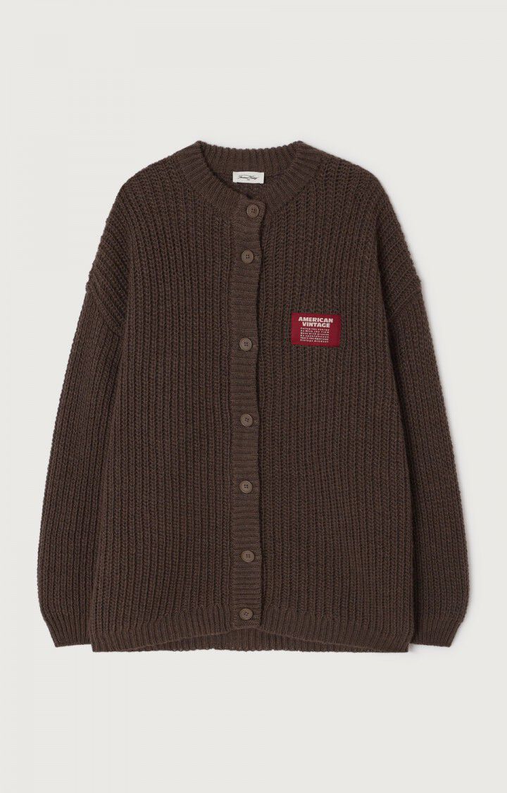 American Vintage Cyrow vest in egel gevlekt, detail van het breisel