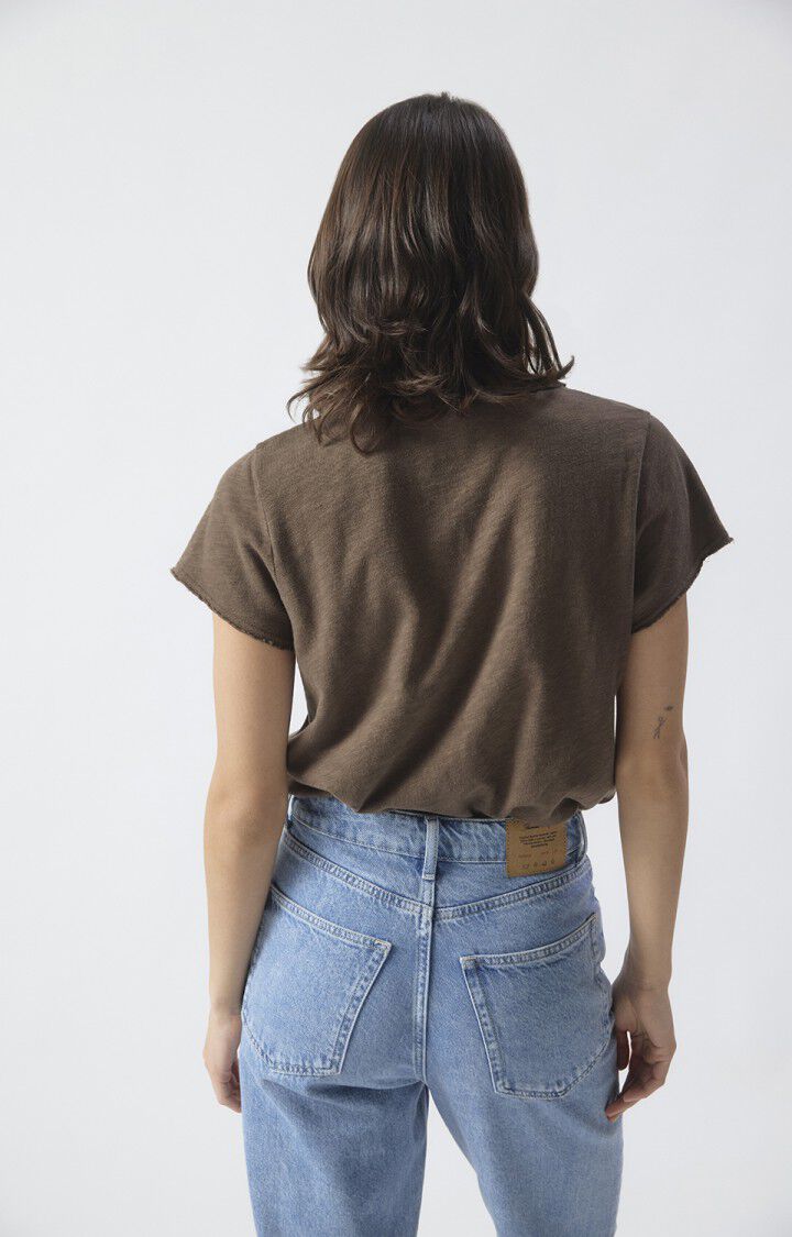 American Vintage Sonoma T-shirt met V-hals in vintage kastanje