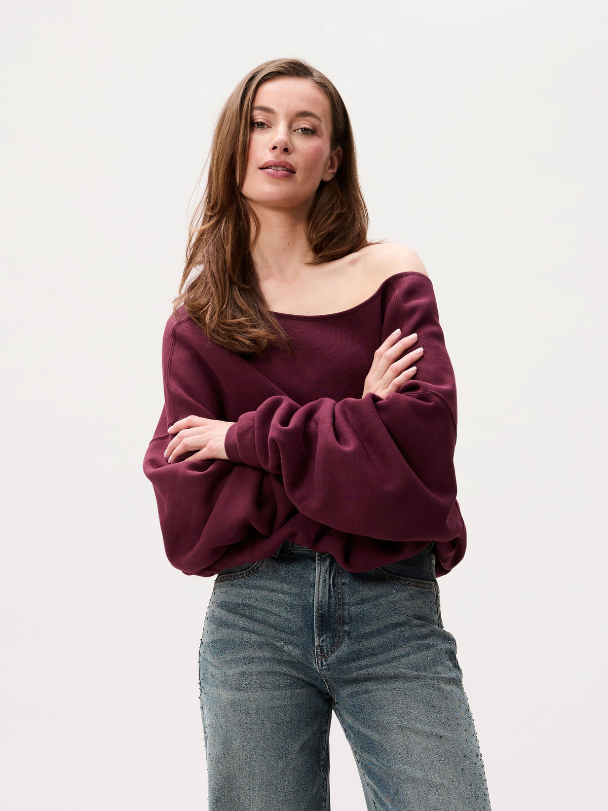 Catwalk Junkie back detailed sweater in merlot
