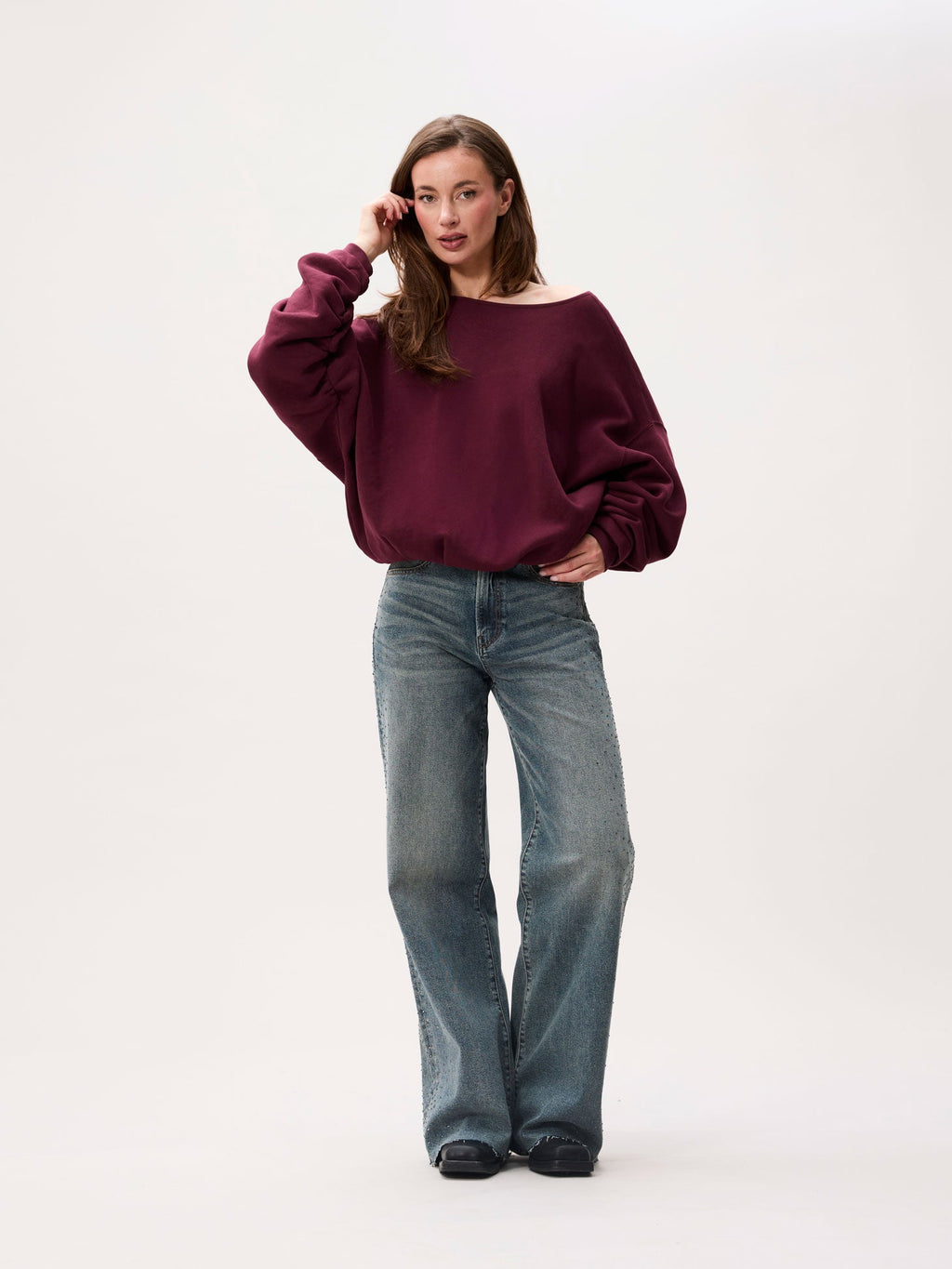 Catwalk Junkie back detailed sweater in merlot
