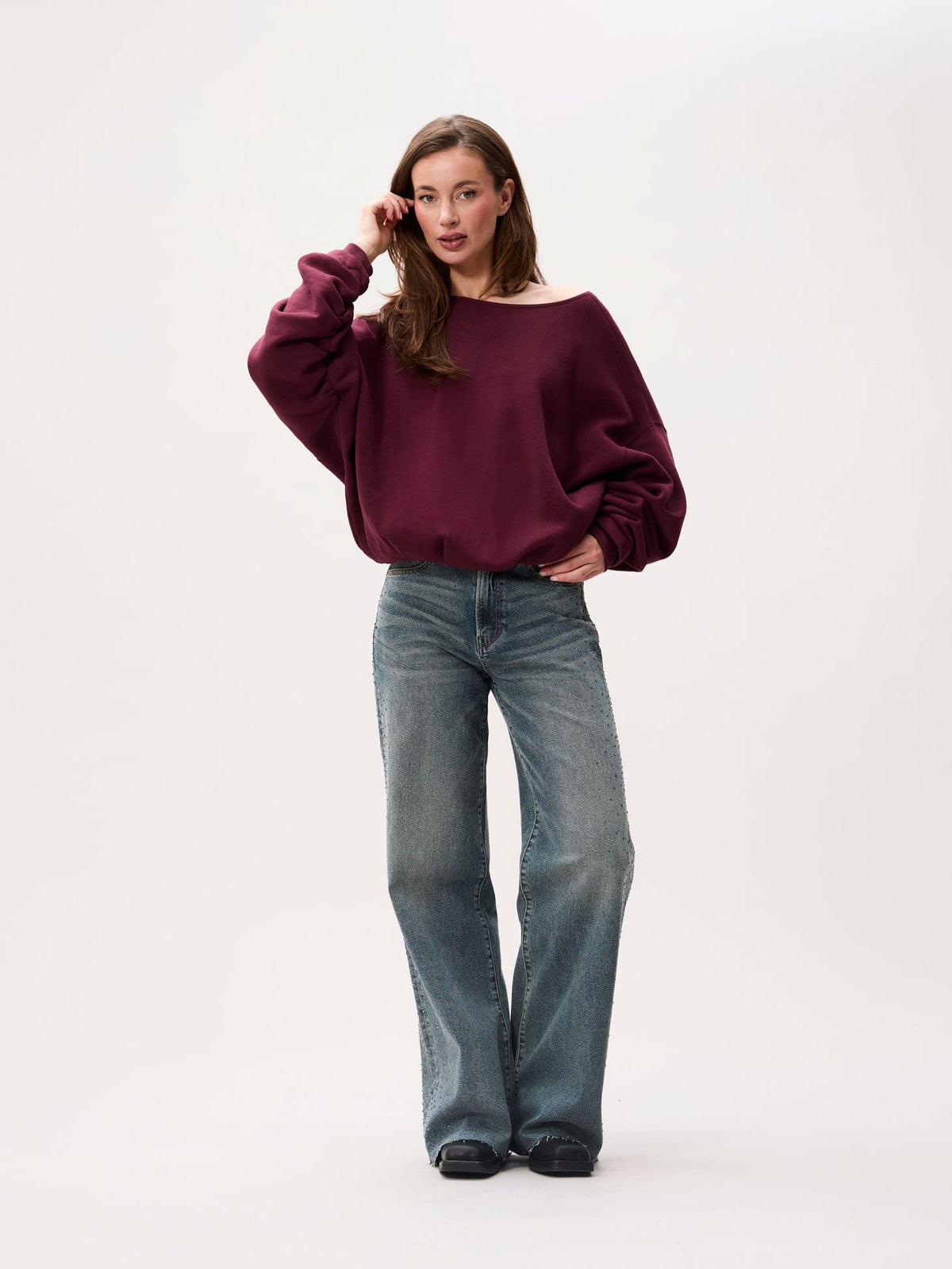 Catwalk Junkie back detailed sweater in merlot