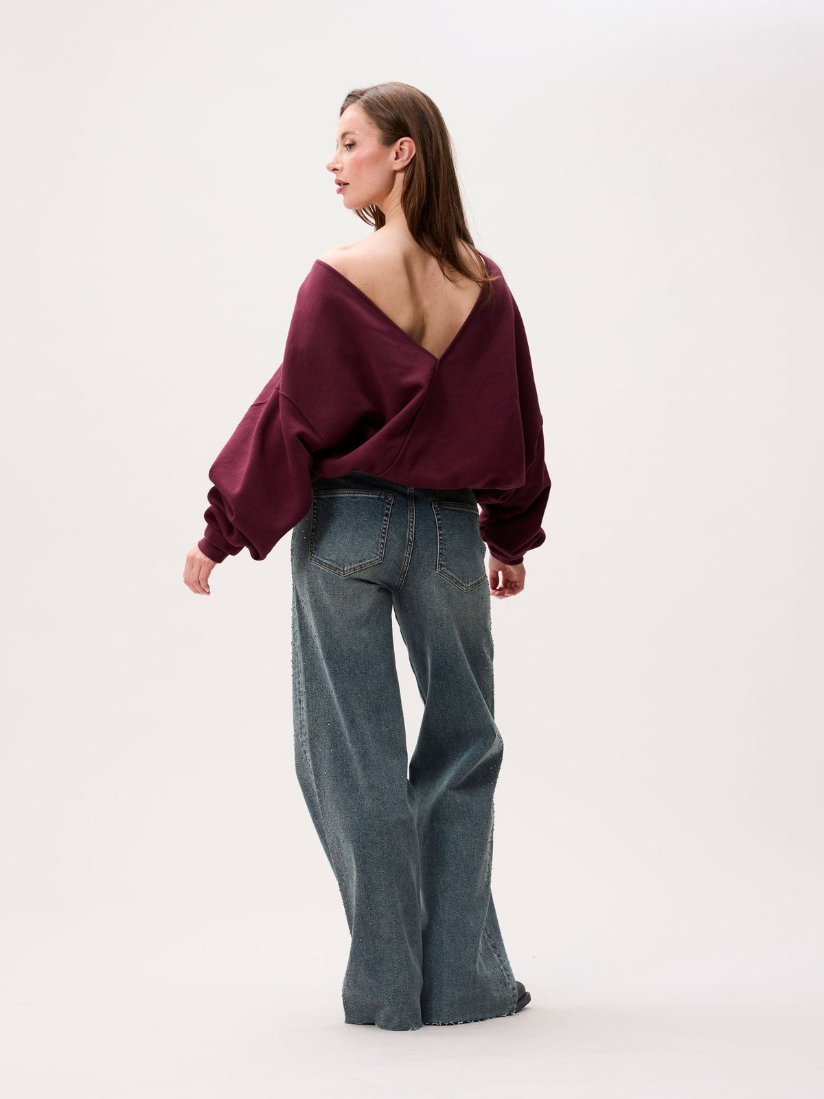 Catwalk Junkie back detailed sweater in merlot