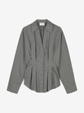 Catwalk Junkie check blouse with waist pleats in donkergroen, detail