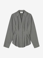 Catwalk Junkie check blouse with waist pleats in donkergroen, detail