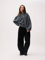 Catwalk Junkie fleece half zip sweater in donkergrijs