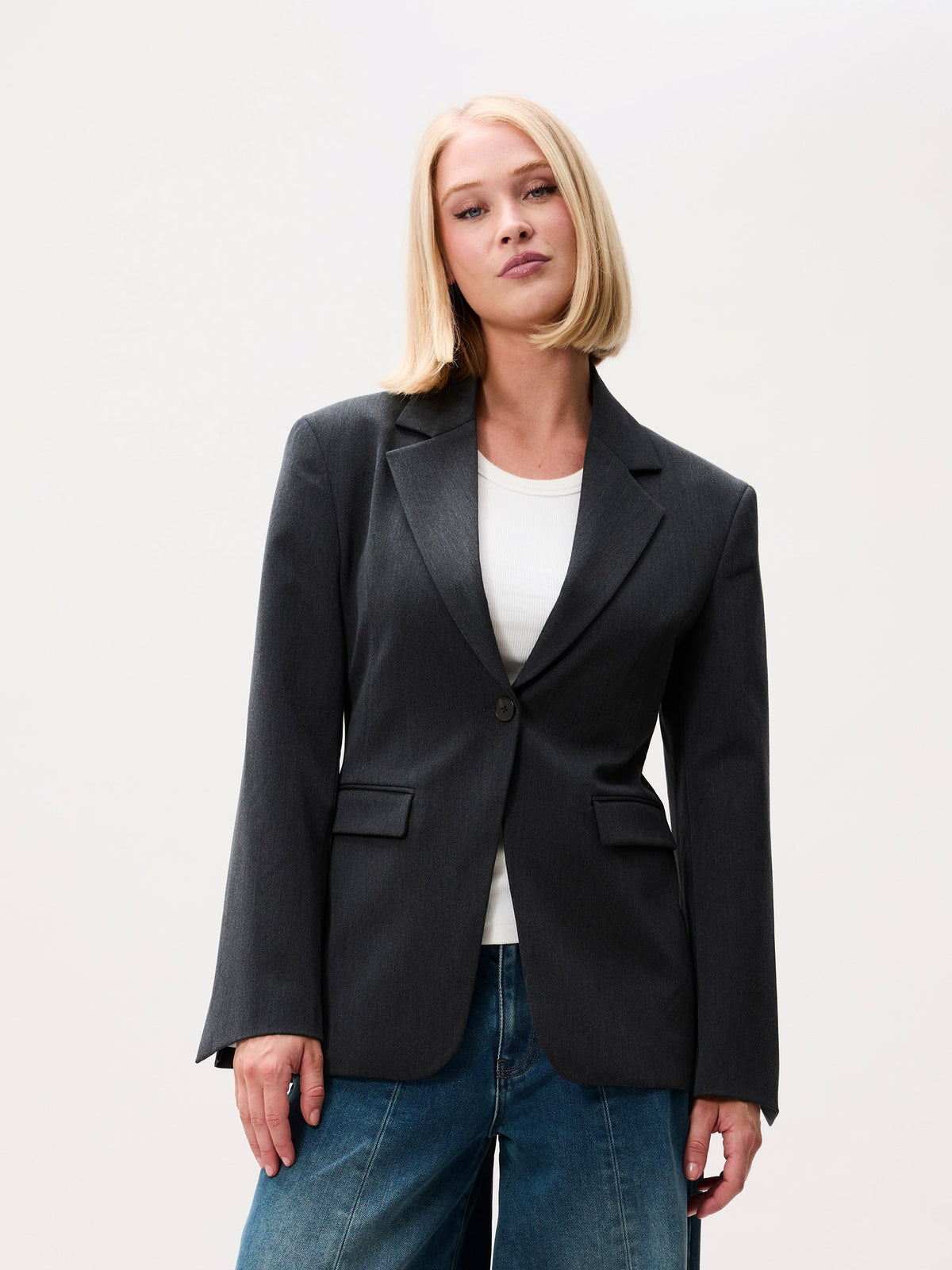 Catwalk Junkie hourglass blazer in donkergrijs melange