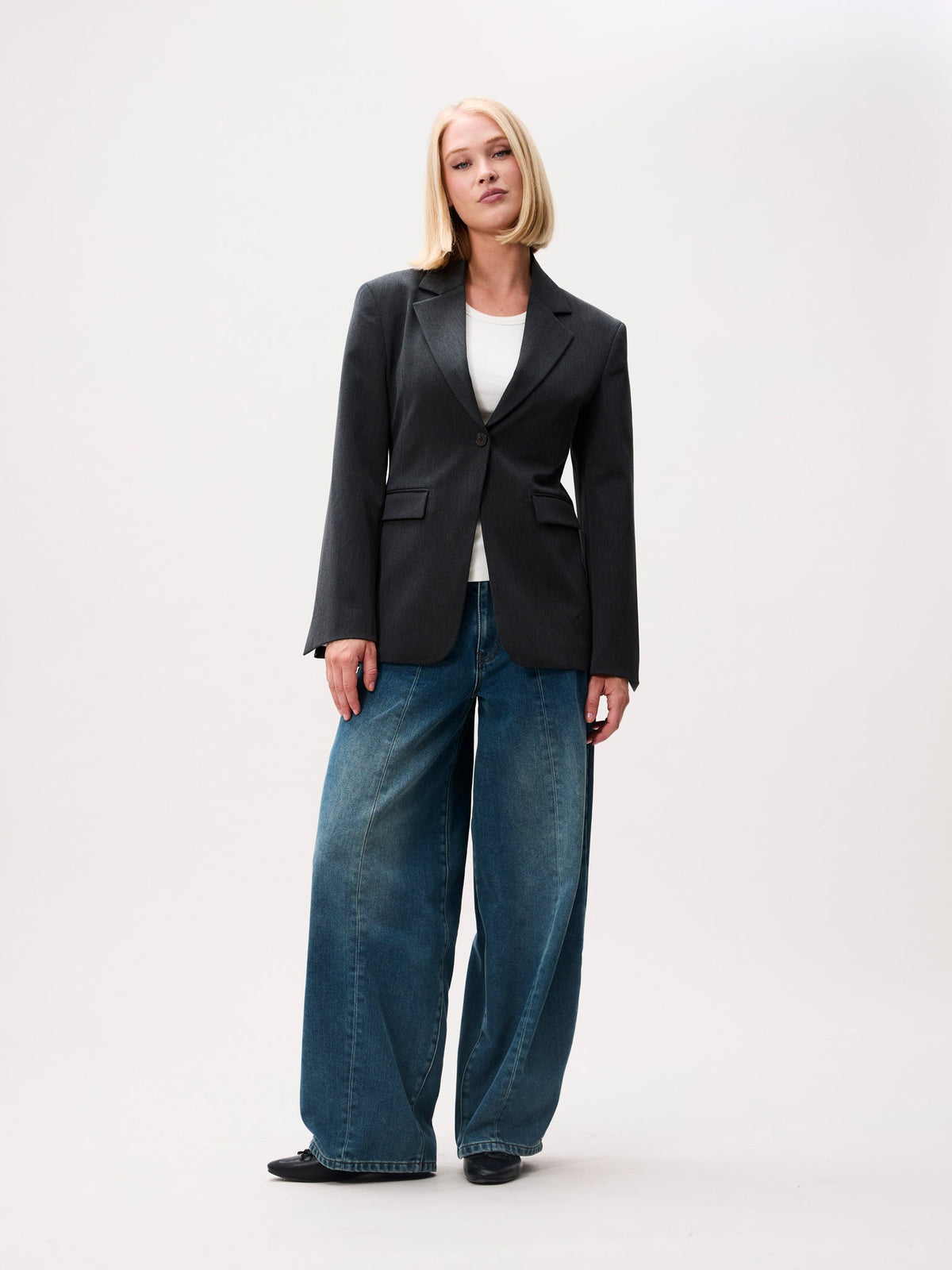 Catwalk Junkie hourglass blazer in donkergrijs melange
