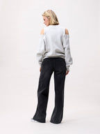 Catwalk Junkie relaxed open shoulder sweater in grijs melange