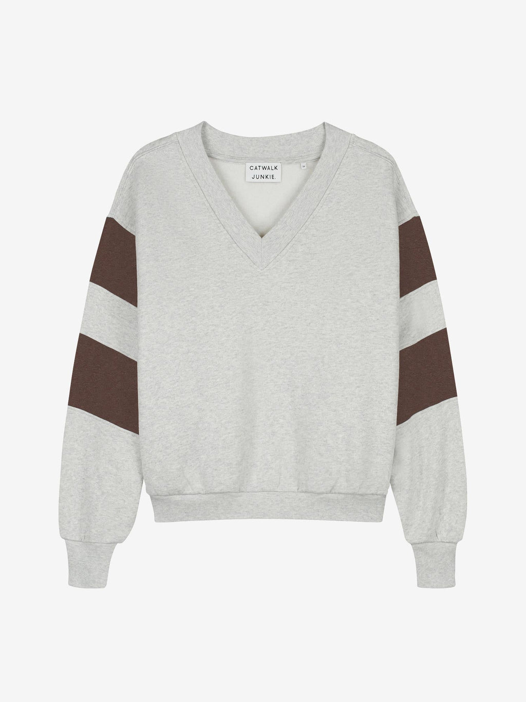 Catwalk Junkie sporty vneck sweater in lichtgrijs melange, detail