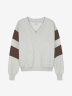 Catwalk Junkie sporty vneck sweater in lichtgrijs melange, detail