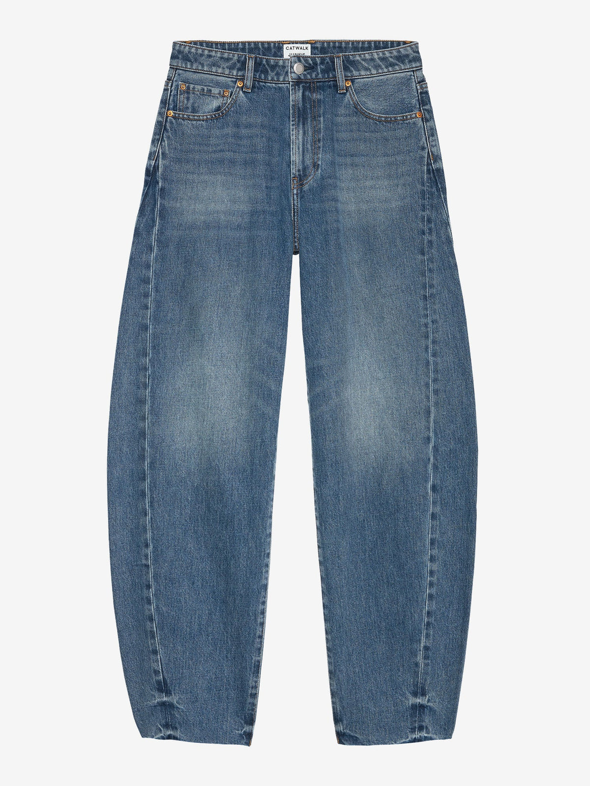 Catwalk Junkie super barrel fit jeans in medium blue, detail
