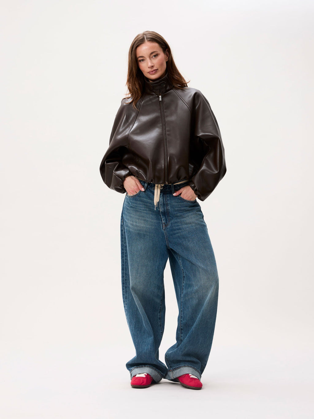 Catwalk Junkie vegan leather jacket in dark cacao