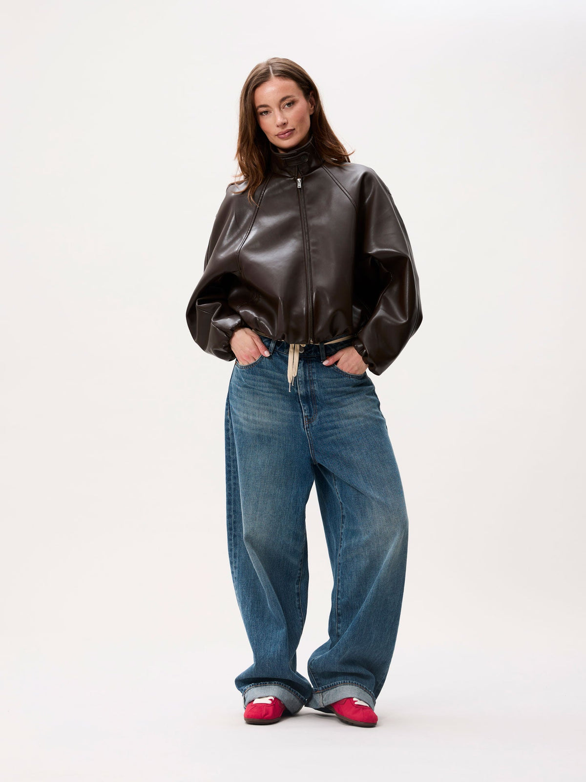 Catwalk Junkie vegan leather jacket in dark cacao