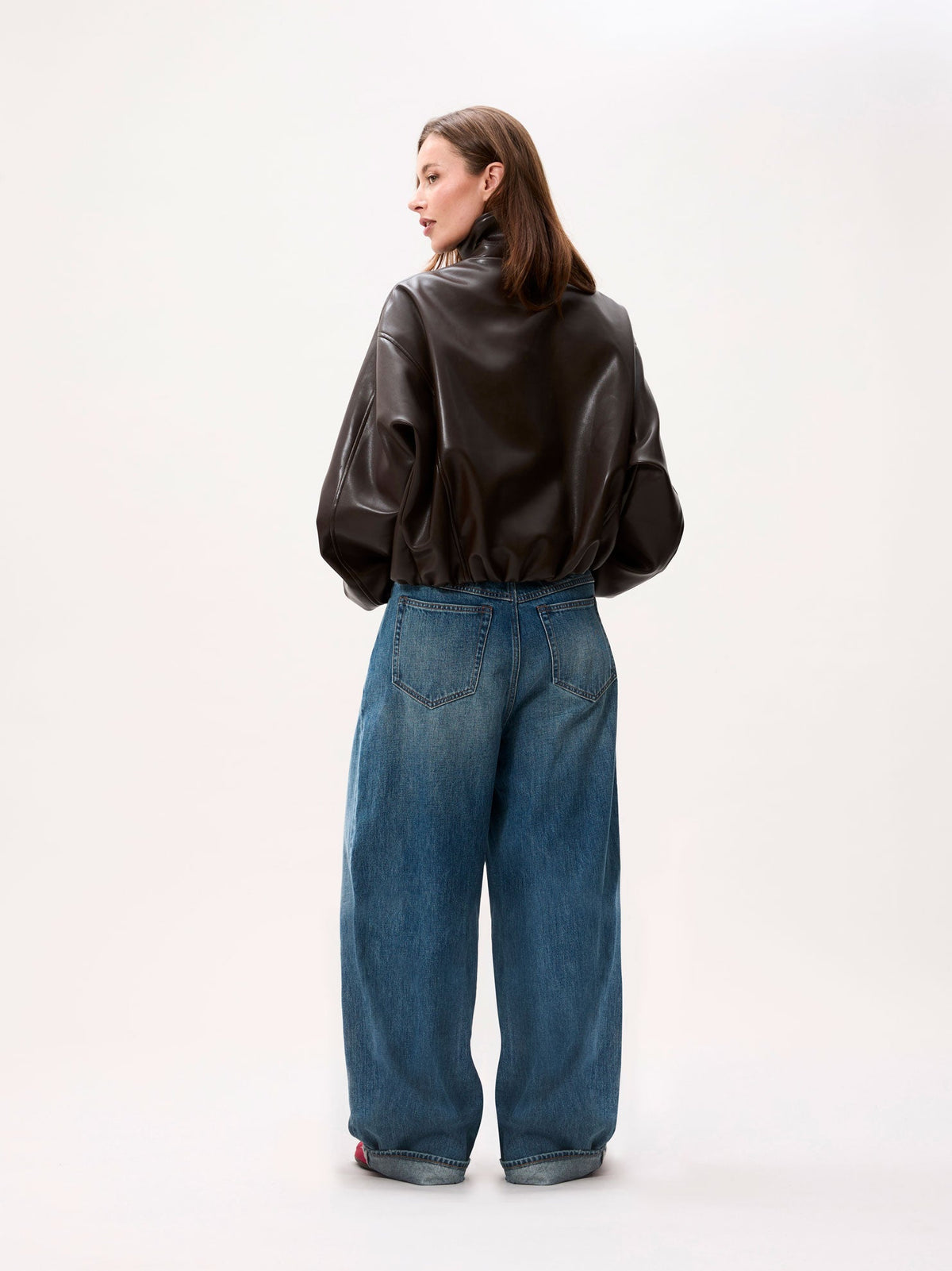 Catwalk Junkie vegan leather jacket in dark cacao
