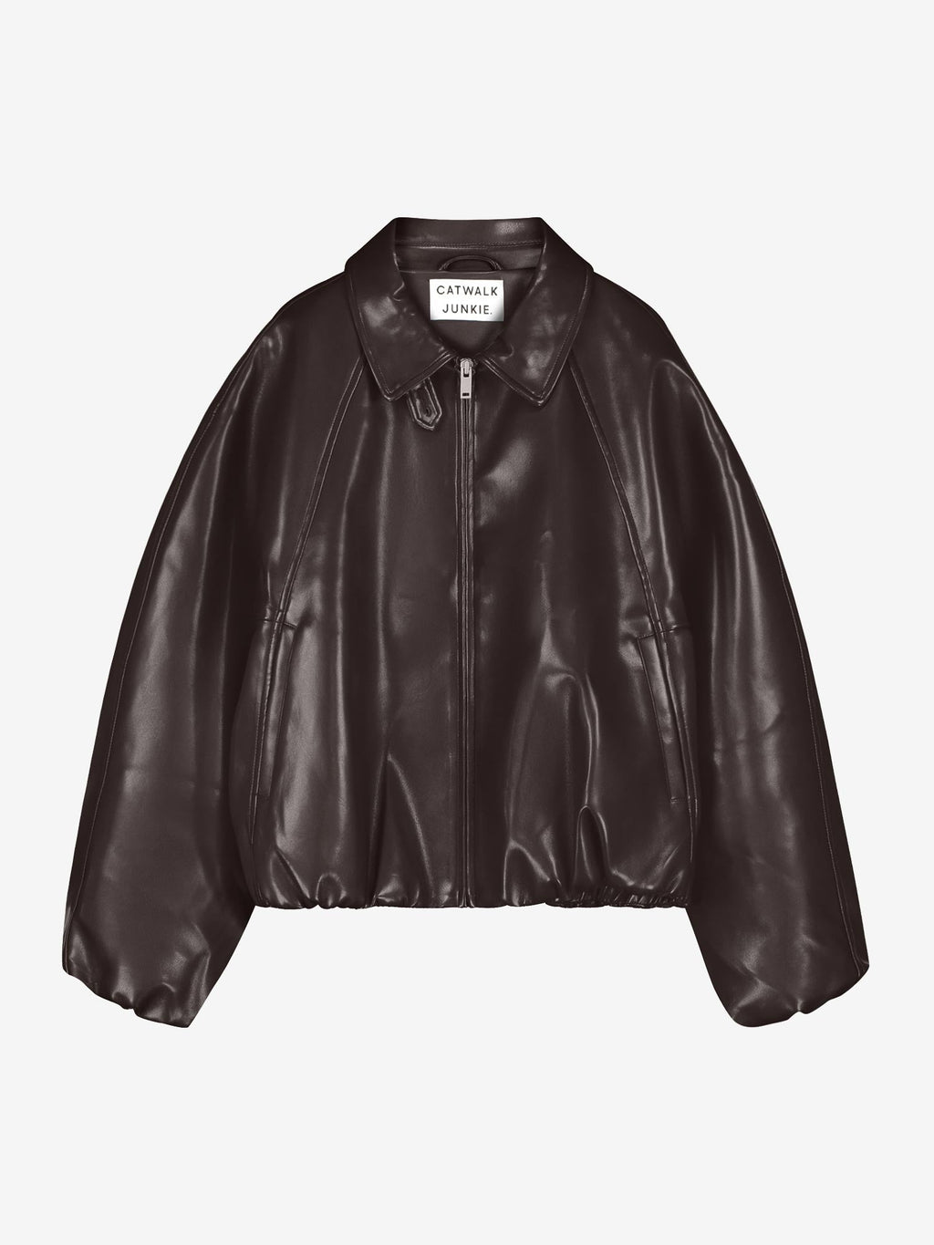Catwalk Junkie vegan leather jacket in dark cacao, detail