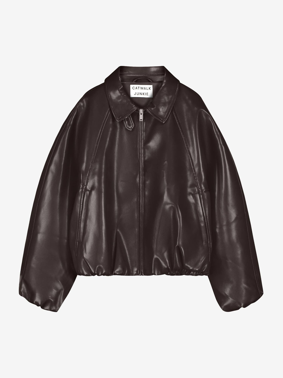 Catwalk Junkie vegan leather jacket in dark cacao, detail