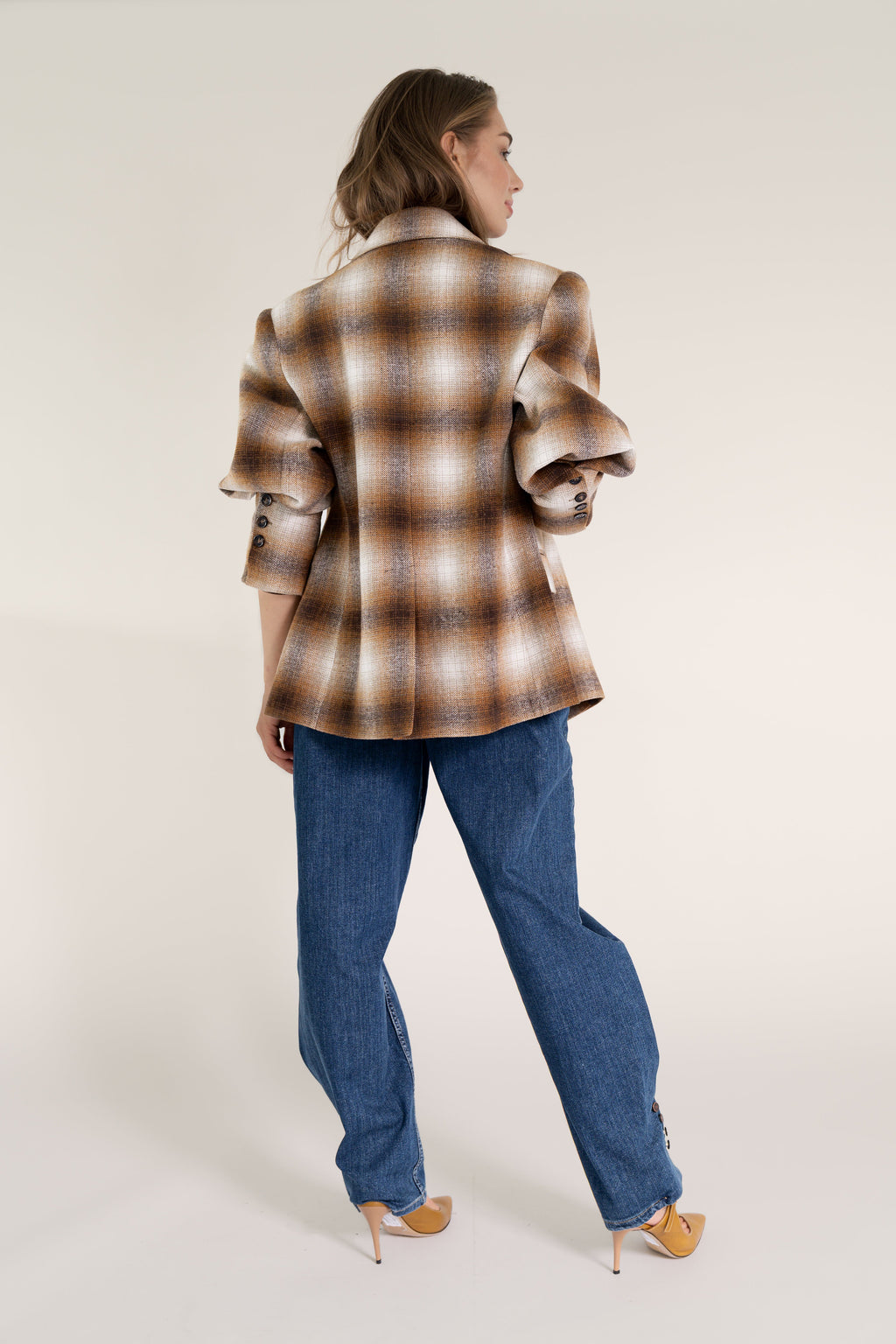 Est'Seven Elle blazer met ruitdessin, achterkant