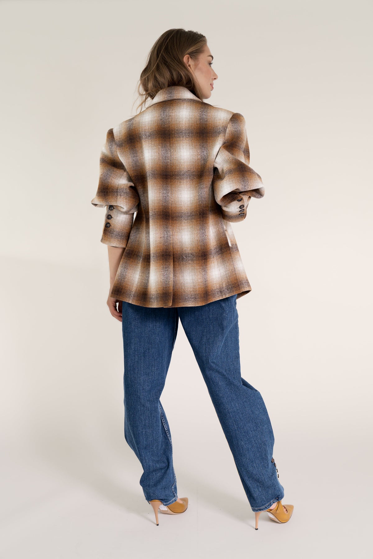 Est'Seven Elle blazer met ruitdessin, achterkant