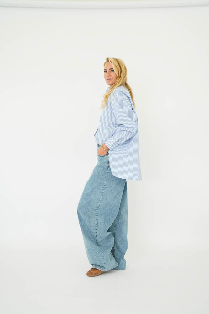Est'Seven Macon jeans donkerblauw denim, zijkant