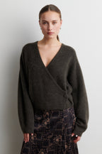 Second Female Gabby wrap knit in black olive