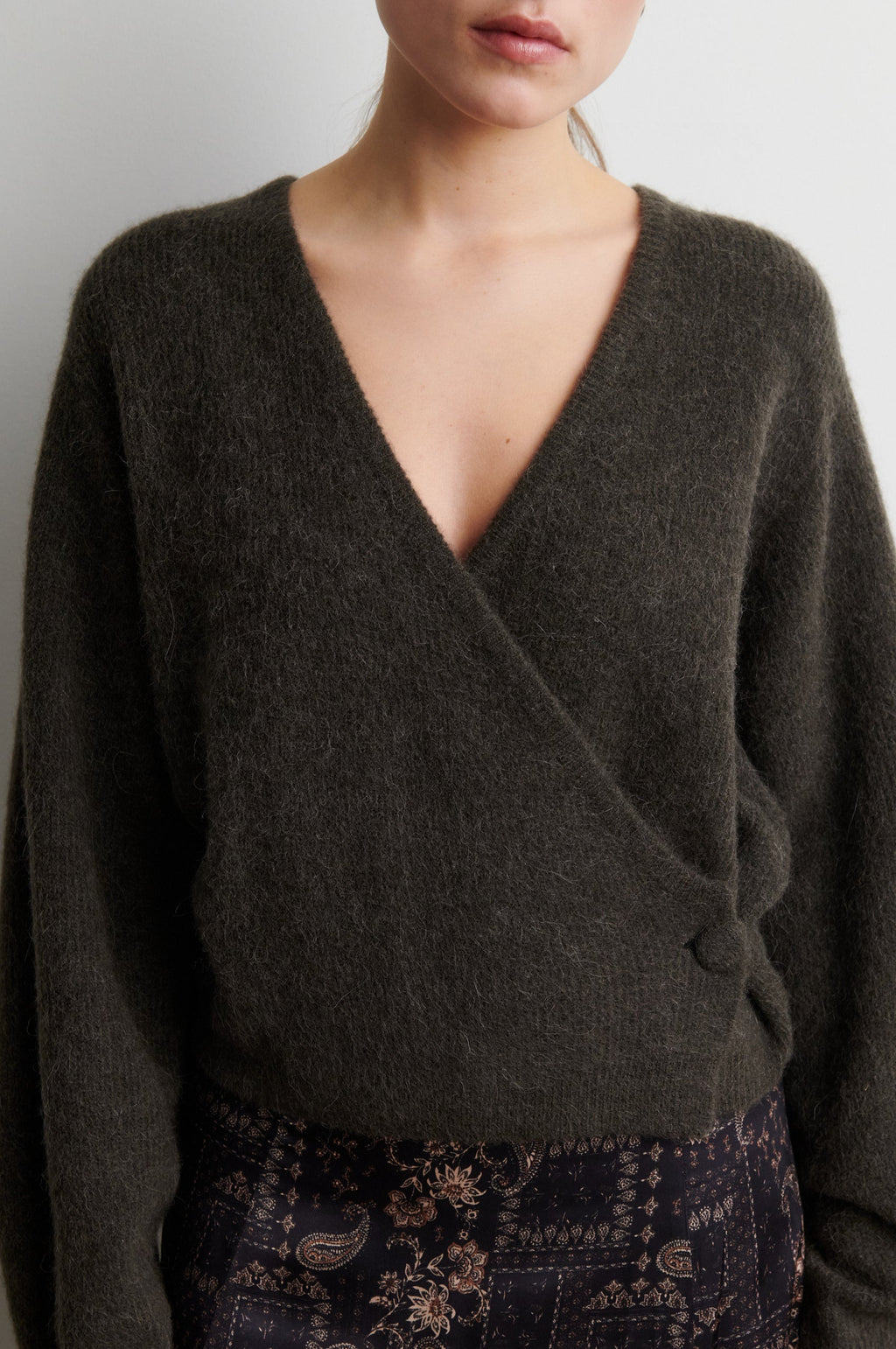 Second Female Gabby wrap knit in black olive
