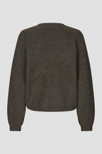 Second Female Gabby wrap knit in black olive, detail