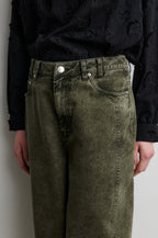 Second Female Jaye denim barrel jeans in groen denim