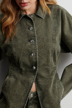 Second Female Jaye denim jacket in groen denim, achterkant